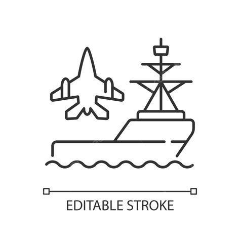 Aircraft Carrier Linear Icon Naval War Plane Vector, Naval, War, Plane PNG and Vector with ...