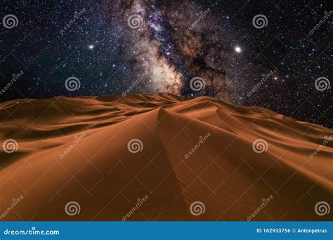 Amazing Views of the Sahara Desert Under the Night Starry Sky. Stock Photo - Image of empty ...