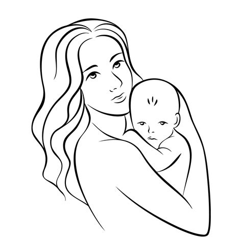 Mother And Child Clipart Black And White