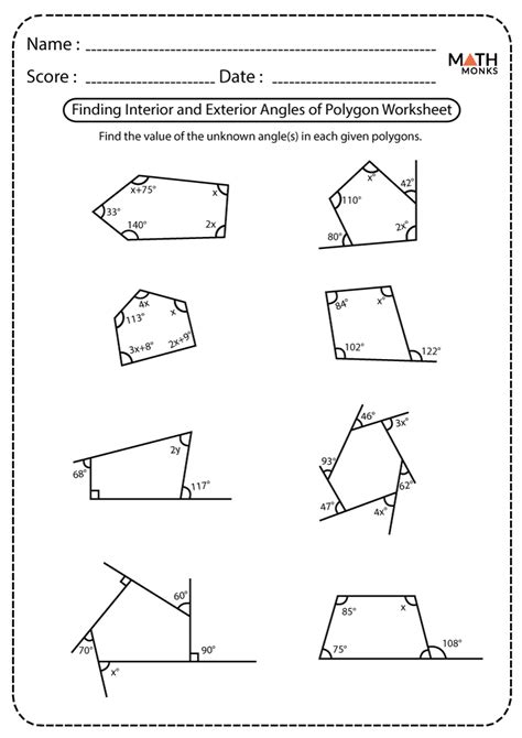 Exterior Angles Worksheet