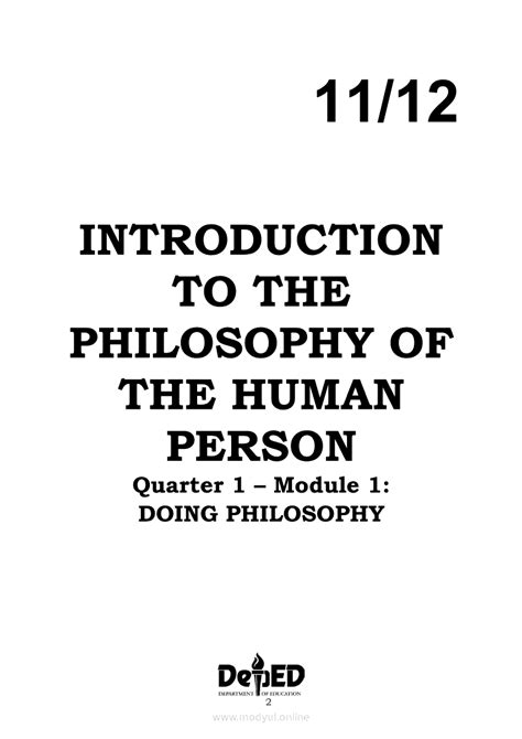 Introduction to Philosophy of the Human Person Doing Philosophy | SHS ...