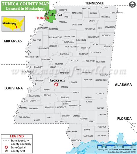 Tunica County Map, Mississippi