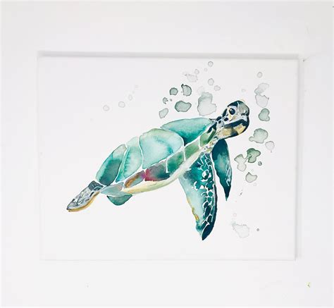 Coastal Collection Sea Turtle Watercolor Print 11x14 Ocean | Etsy