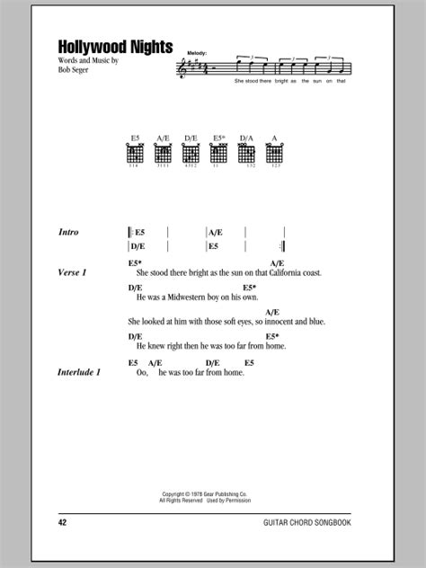 Hollywood Nights by Bob Seger - Guitar Chords/Lyrics - Guitar Instructor