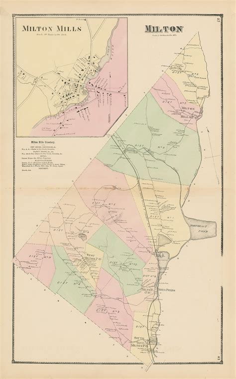 Town of MILTON, New Hampshire 1871 Map, Replica or GENUINE ORIGINAL