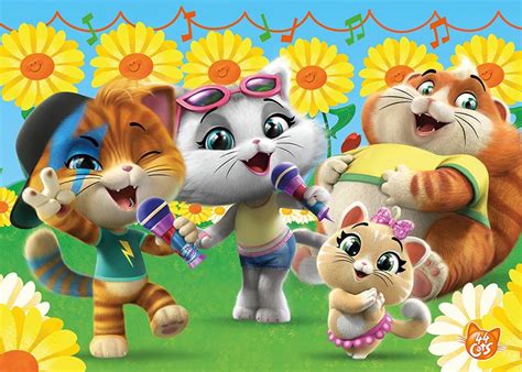 44 Cats Singing Sunflowers Birthday Photo Background 44 Gatti Birthday Backdrop | Character ...