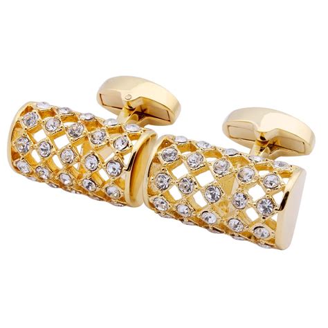 Luxury Golden Cufflinks Jewelry for Men White Crystal Cuff links for ...