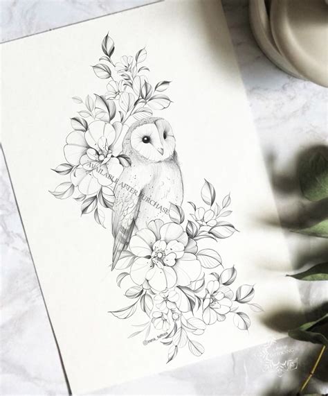 The Owl Tattoo Design Instant Download Printable Stencil - Etsy