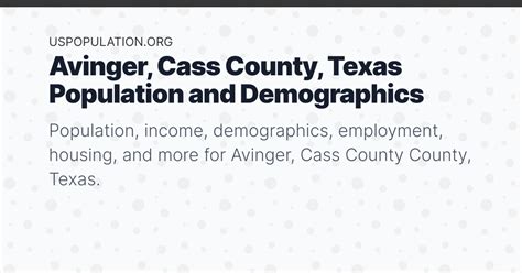 Avinger, Cass County, Texas Population | Income, Demographics, Employment, Housing