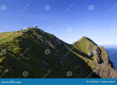 Kallur Lighthouse Hiking Trail, Kalsoy Island, Faroe Islands Stock ...