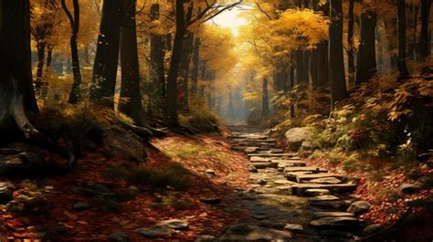 Premium Photo | A photo of a peaceful forest path in the fall