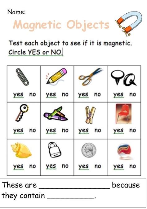 Magnet Kindergarten Worksheet