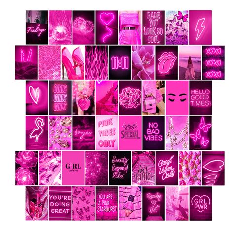 Buy WOONKIT Pink Neon Wall Collage Kit Aesthetic Pictures, Trendy Room Decor for Teen Girls ...