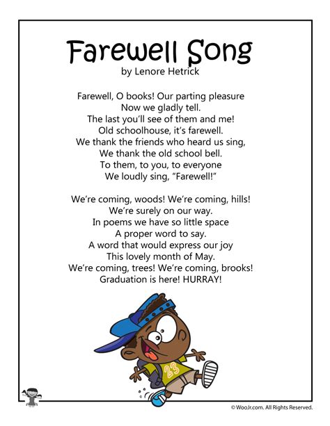 Farewell Song Graduation Poetry | Woo! Jr. Kids Activities : Children's Publishing