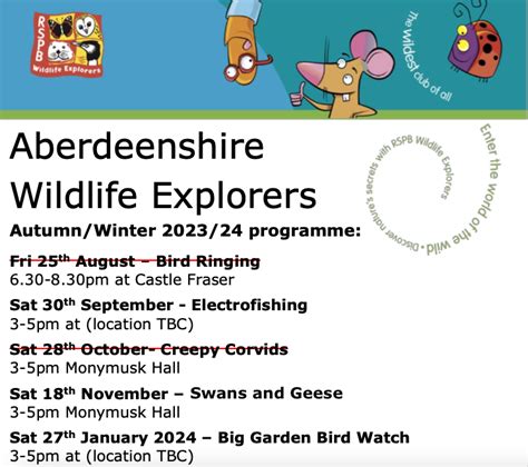 Autumn/Winter 2023/24 Programme - Aberdeenshire Wildlife Explorers