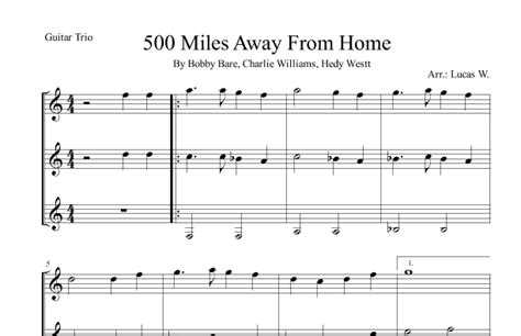 500 Miles Away From Home (arr. Lucas A. Welp) by Bobby Bare Sheet Music ...