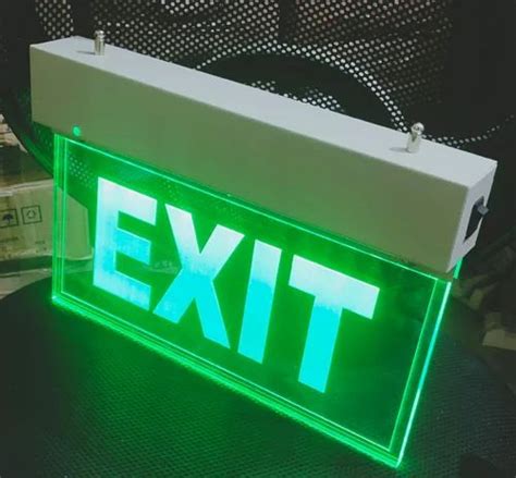 Led Exit Sign - Exit sign Board Green Led With Battery backup input voltage230V Manufacturer ...