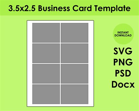 Business Card Template 8.5x11 Sheet SVG, PNG, PSD and Docx - Etsy UK