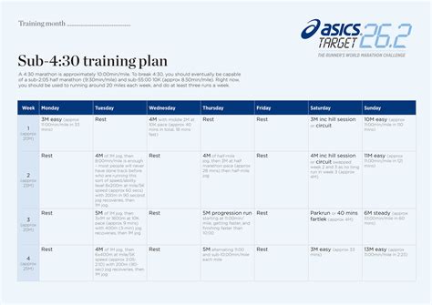 Choose A Challenge Information Packs - ASICS_TRAININGPLANS_Sub 4.30 - Page 1 - Created with ...