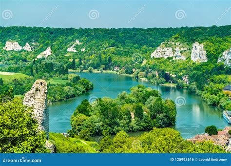 View of the Seine River at Les Andelys in Normandy, France Stock Photo - Image of geological ...