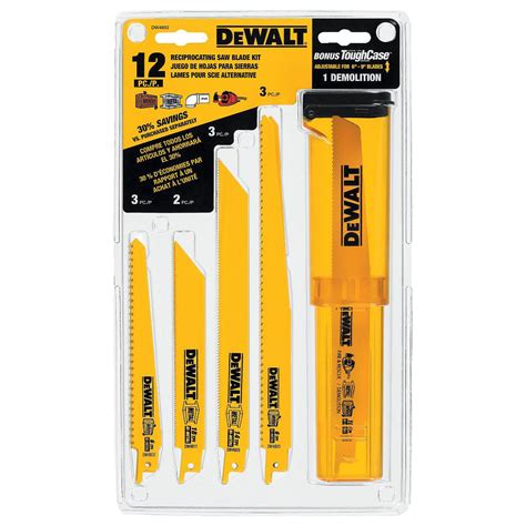 DeWalt DWTDW4892 Reciprocating Saw Blade Set, 12pc w/ Telescoping Case