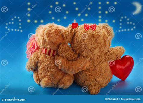 Valentine`s Date of Teddy Bears Couple Stock Photo - Image of beautiful ...