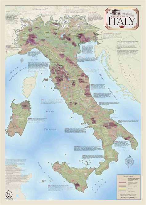 Wine Regions of Italy Map - Gallery Wrapped Canvas - VinMaps