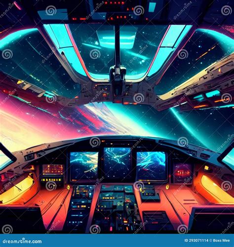 Cockpit View from the Inside of a Spaceship. 3D Rendering Generative AI Stock Illustration ...