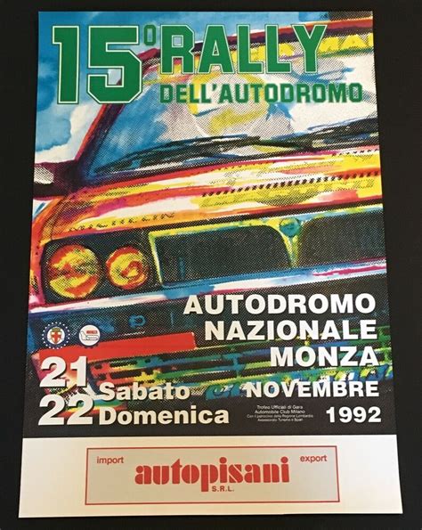 ORIGINAL 15th AUTODROMO MONZA RALLY SHOW 1992 RACE POSTER ALFA ROMEO ...