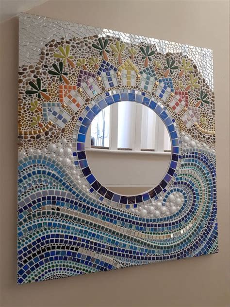 Mosaic Mirror/ Wall Art - Ocean Beach. | Mosaic mirror, Mirror mosaic, Mirror wall art