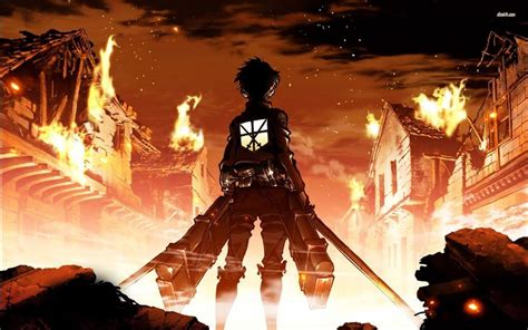 Eren Amidst Flames - Attack on Titan HD Wallpaper