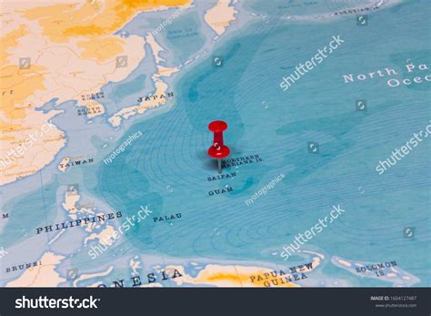 Red Pin On Saipan World Map Stock Photo 1604127487 | Shutterstock