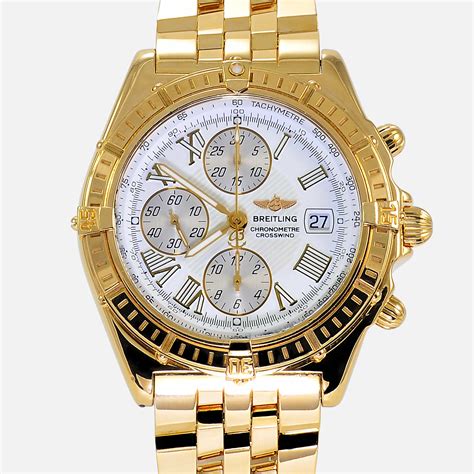 Breitling Crosswind Chronograph Solid 18K Gold White Dial Watch K13355 - Neofashion