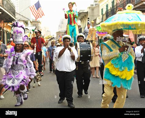 USA,Louisiana New Orleans,French Quarter second line parade Stock Photo ...