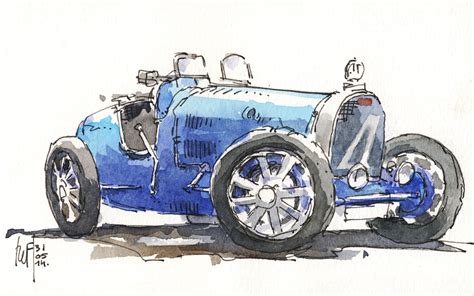 Bugatti T35c | Car illustration, Sketches, Car art