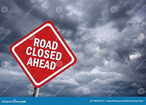 Road closed ahead stock illustration. Illustration of signs - 18872474