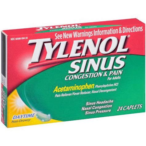 Tylenol Sinus Congestion and Pain Relief Daytime 24 Caplets