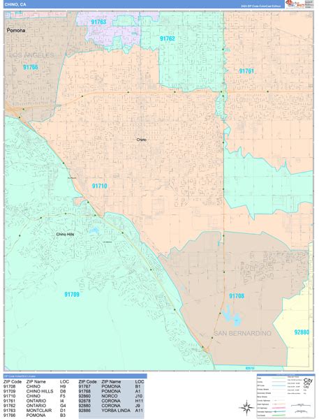 Chino California Wall Map (Color Cast Style) by MarketMAPS - MapSales