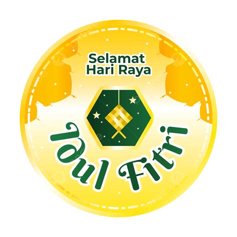 Selamat Hari Raya Vector Hd PNG Images, Yellow Orange Gradient Circle Badge Islamic Typography ...