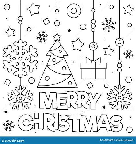 Merry Christmas. Coloring Page. Black and White Vector Illustration ...