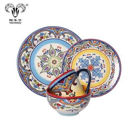 Moroccan Style Vintage 16pcs Dinnerware Set Ceramic Tableware Set - Buy ...