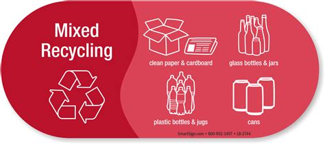 Mixed Recycling, Plastic Bottles Jugs Vinyl Sticker Signs, SKU: LB-2744