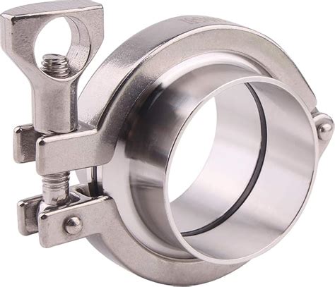 Dernord Stainless Steel Tri-clamp (Tri-Clover Clamp) + 2 Pcs SUS304 Sanitary Pipe Weld Ferrule ...