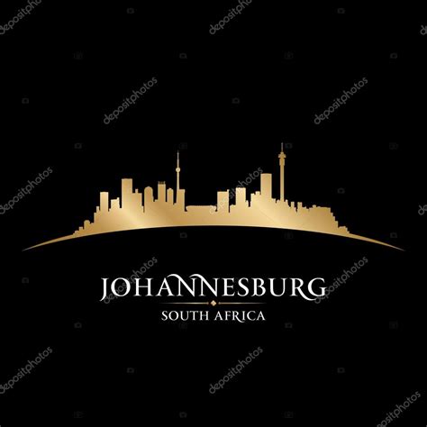 Johannesburg South Africa city skyline silhouette black backgrou ...