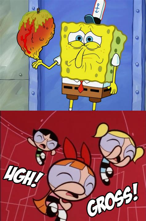 PPG grossed out by SpongeBob's thumb by PeruAlonso on DeviantArt