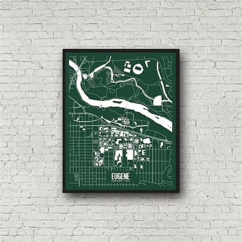 Eugene Oregon printable map University of Oregon campus map | Etsy