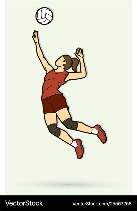 Woman volleyball player action cartoon graphic Vector Image