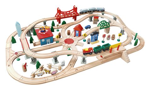 Deluxe wooden train set - 130 elements LEOMARK