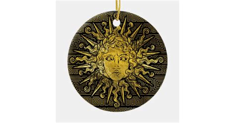 Apollo Sun Symbol on Greek Key Pattern Ceramic Ornament | Zazzle