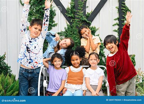 Group of Diverse Children at School, Happy Kids Portrait Stock Photo ...